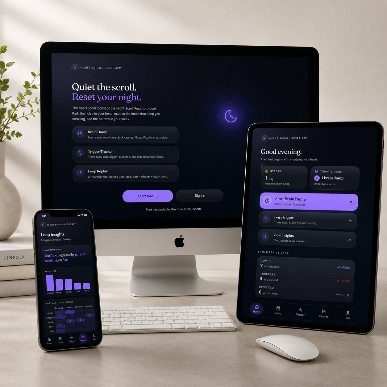 The Night Scroll Reset companion app
